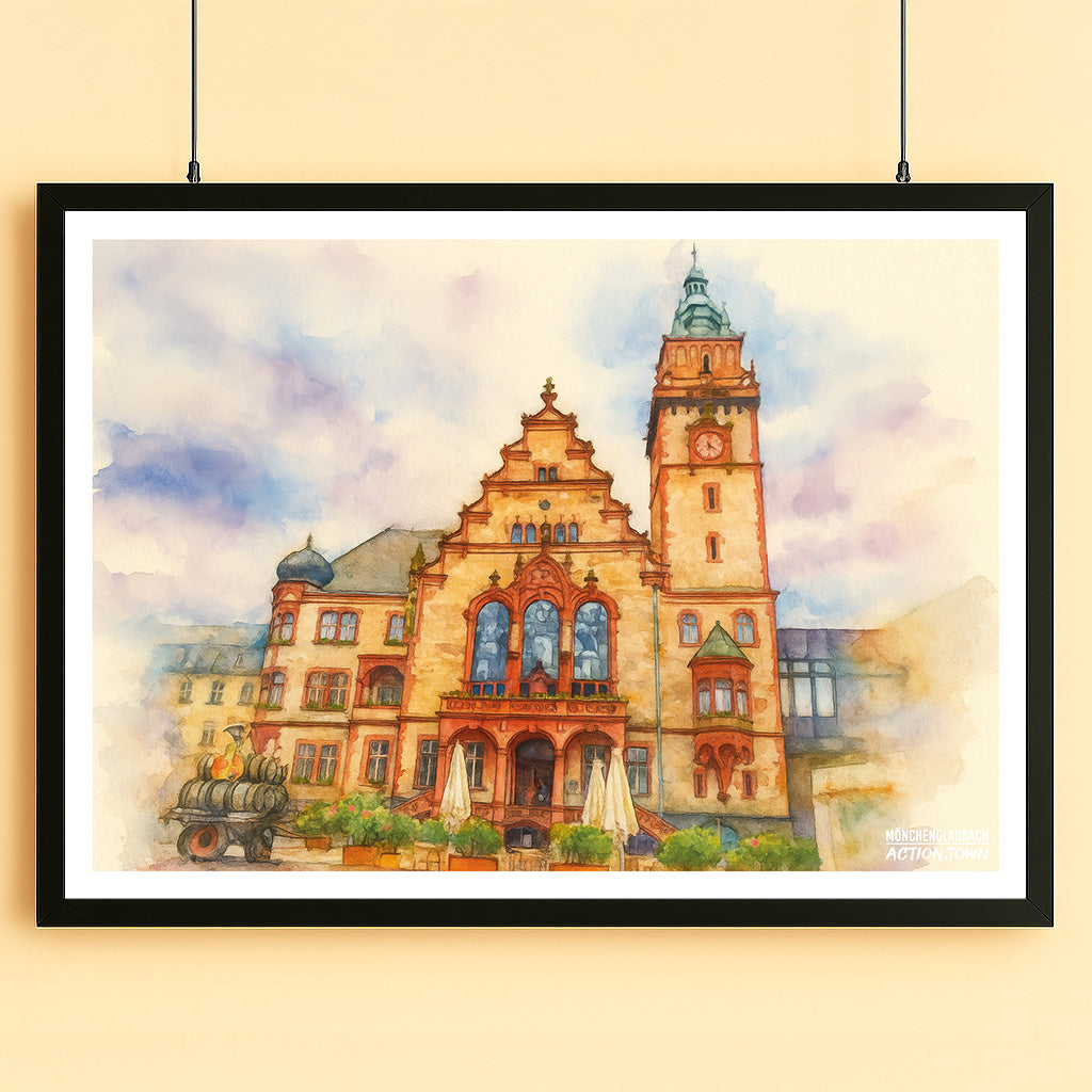 Poster Rathaus Rheydt - Architekturpoesie in Aquarell