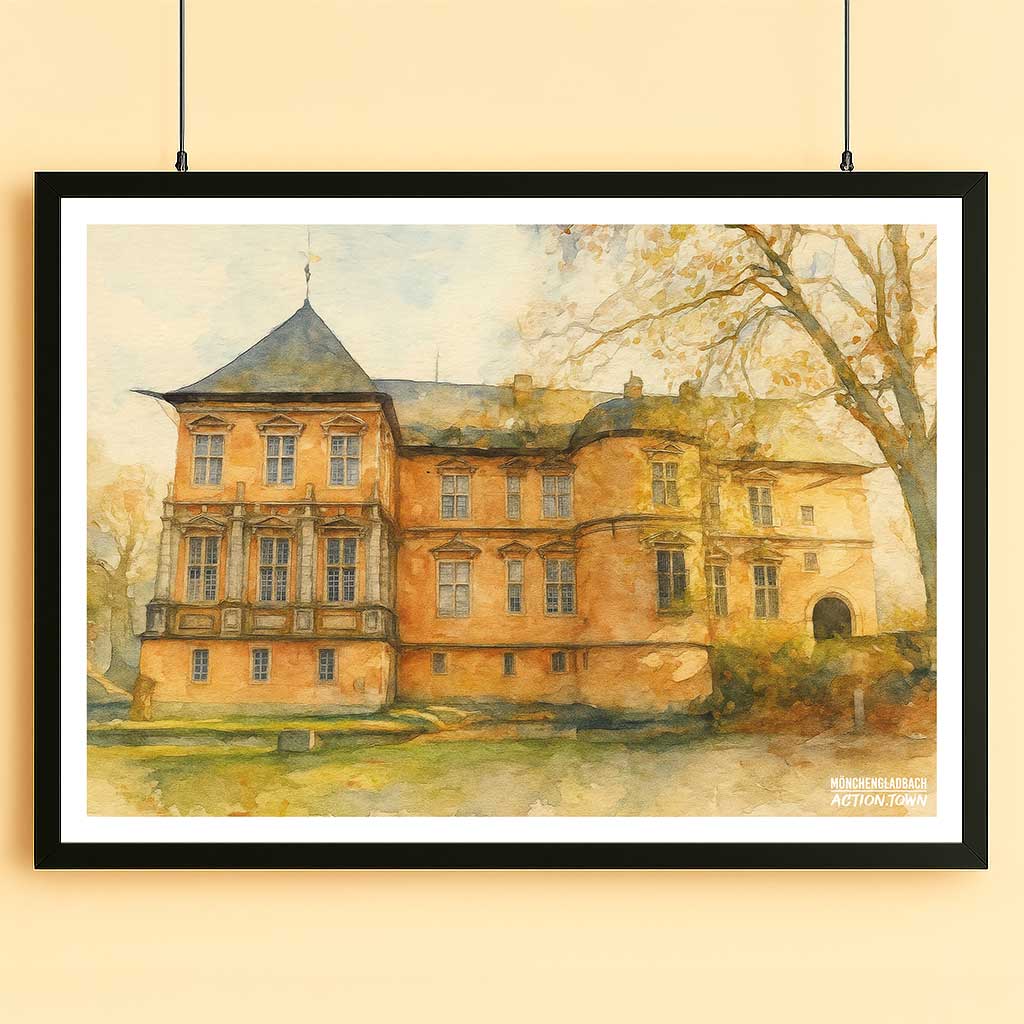 Poster Schloss Rheydt - Historie in sanften Aquarelltönen