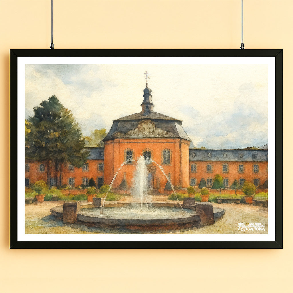 Poster Schloss Wickrath - Romantik in Aquarell