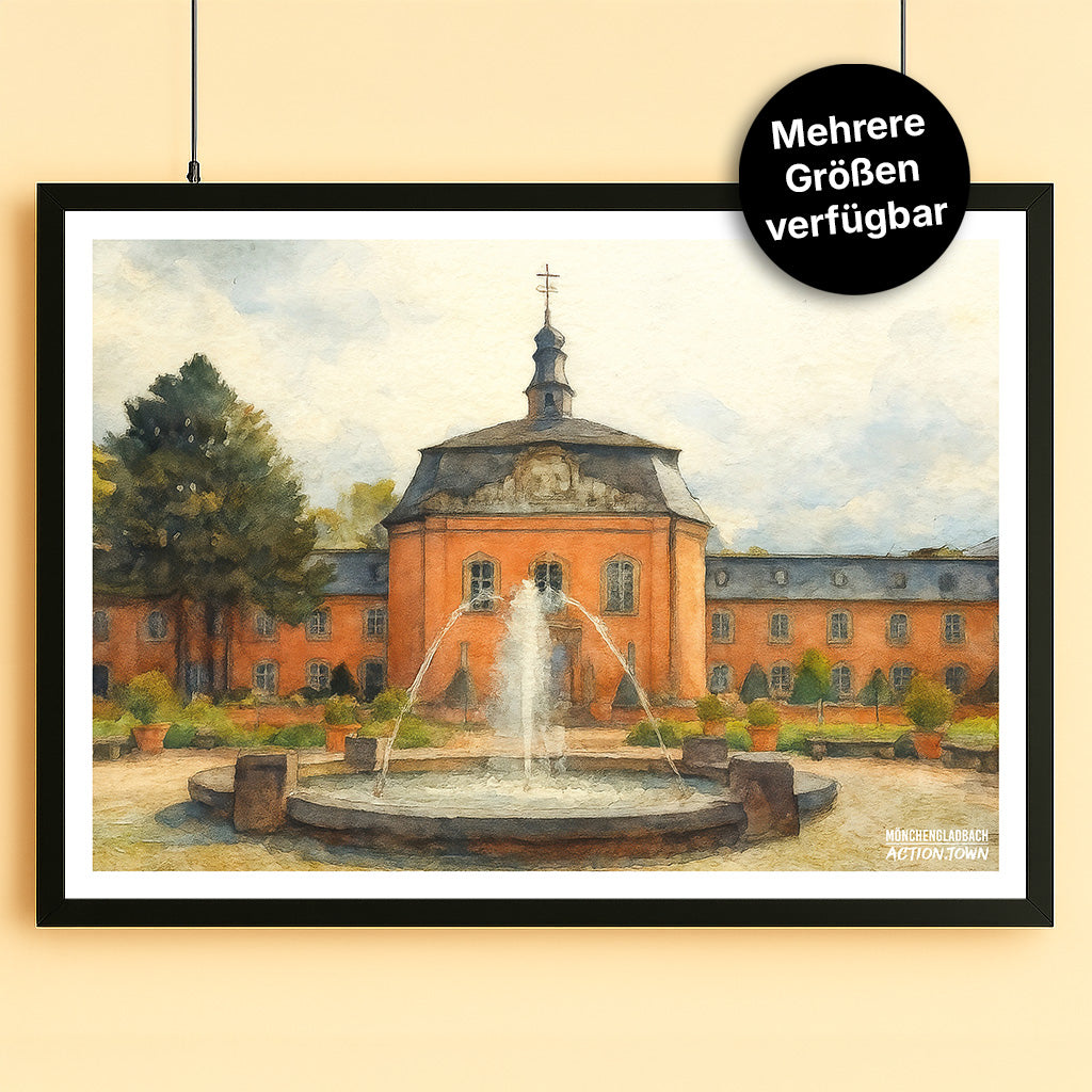 Poster Schloss Wickrath - Romantik in Aquarell