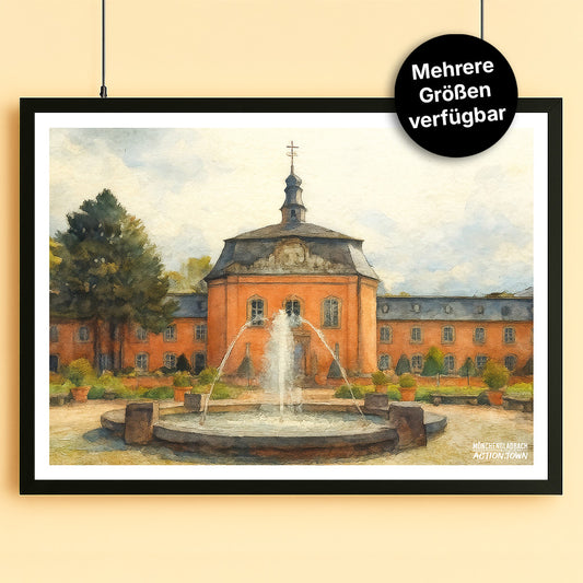 Poster Schloss Wickrath - Romantik in Aquarell